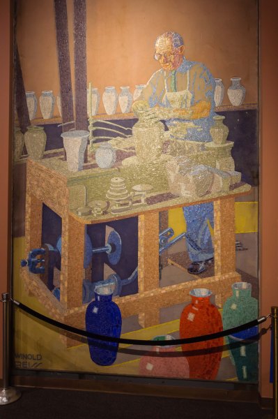 Une des mosaïques qui décoraient le passage qui menaient aux quais d'embarquement des passagers dans la gare Union Terminal