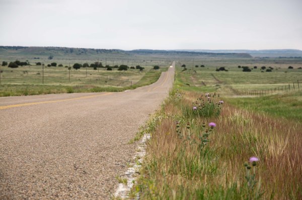 La route 350, entre La Junta et Trinidad au Colorado, se juxtapose, à bien des endroits, sur la Piste originale de Santa Fe.